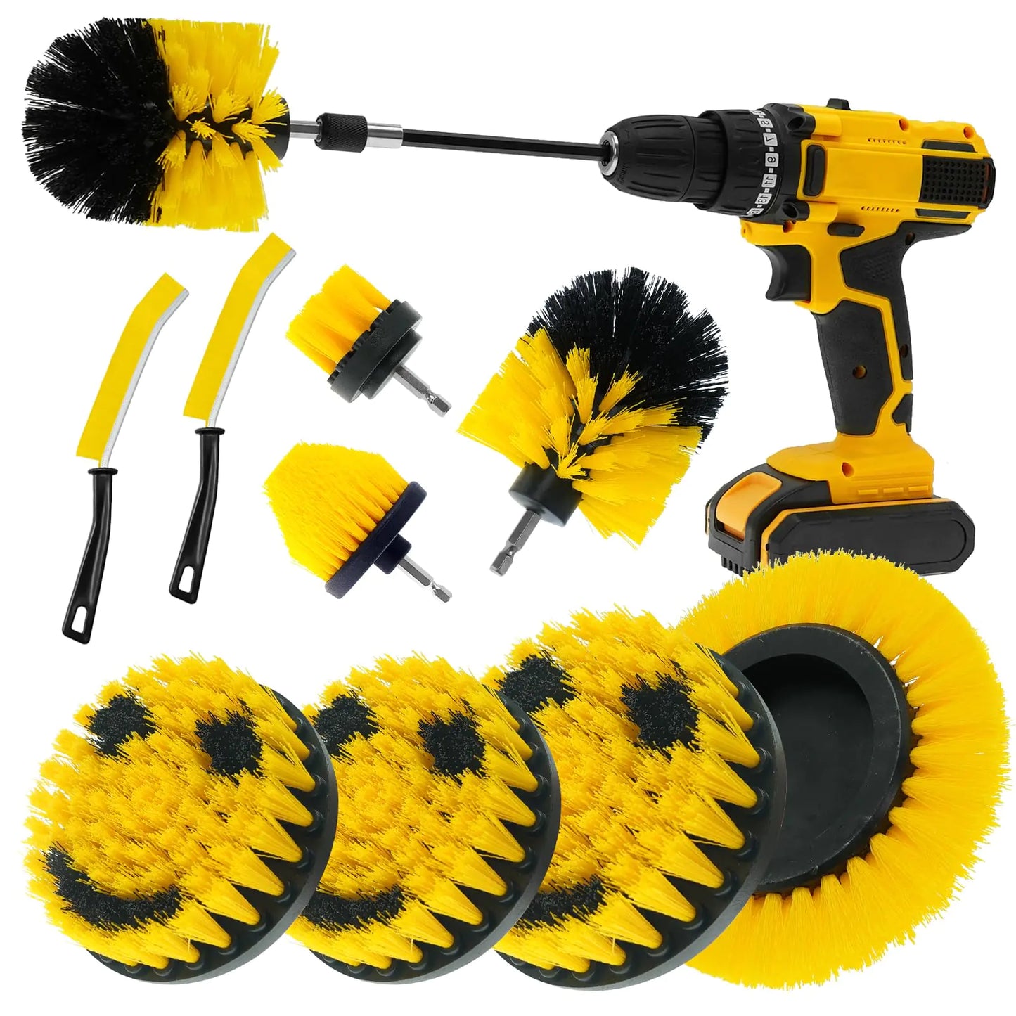 TOWBRUS 10 Pack Drill Cleaning Brush Attachment Set Brush Drill Attachment for Cleaning Grout Floor Tub Shower Tile Sink Bathroom Kitchen Car Narrow Gaps Perfect for Hard-to-Reach Surfaces