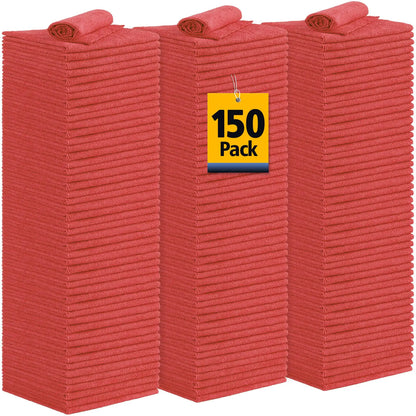 UNIMADE Shop Towels Rags 150 Pack Reusable Shop Rags Bulk Microfiber Cleaning Cloth Lint Free Cleaning Towels for Car Kitchen Automotive Bar Mechanic Restaurant Garage 11.5"x 11.5" Red