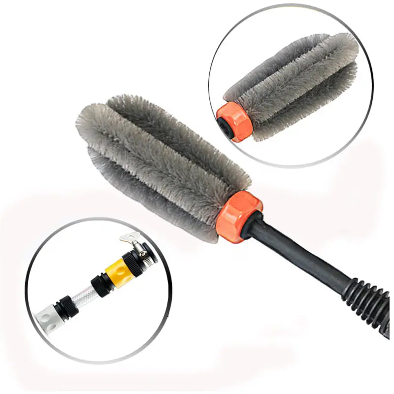 Car Wash Brush with Long Hair Steel Ring and Tire Brush