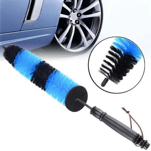 Flexible Nylon Cleaning Brush for Wheels – Bendable Spoke & Barrel Cleaner (Blue/Black)